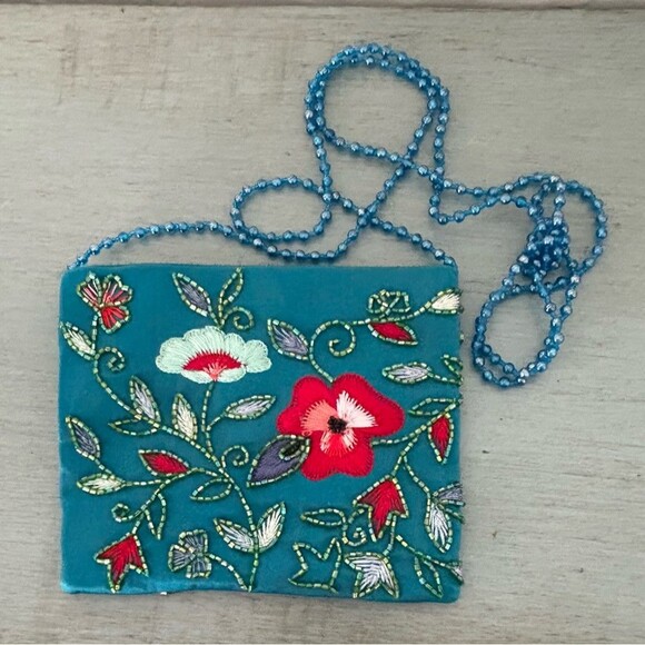 Moyna Beaded Small Vintage Evening Purse Crossbody 5” X 6” - Picture 1 of 3